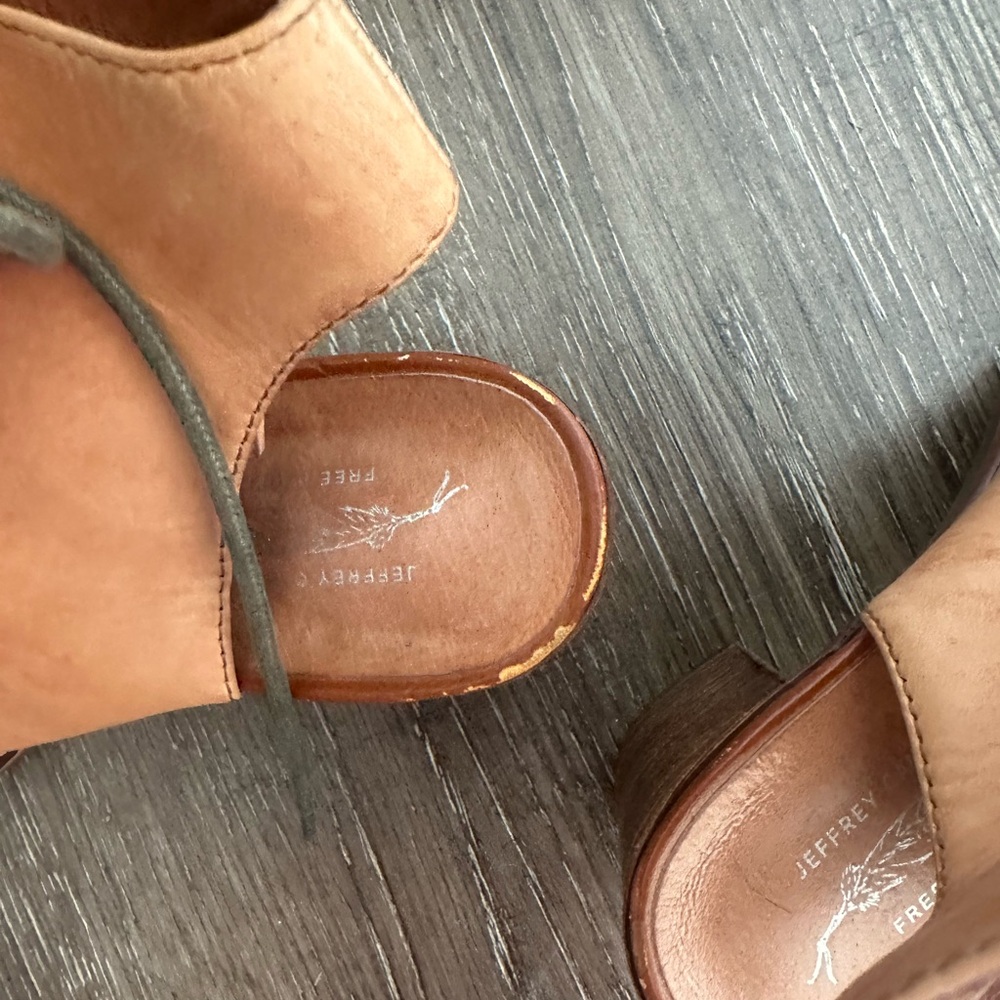 Free People/ Jeffrey Campbell Lace-Up Peep Toe Block Heel Sandal - Tan size 10 - Picture 5 of 5